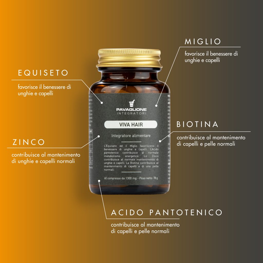 VIVA HAIR Integratore Pavaglione Cosmetics con Zinco Acido Pantotenico (Vitamina B5) Biotina (Vitamina B8 o H)